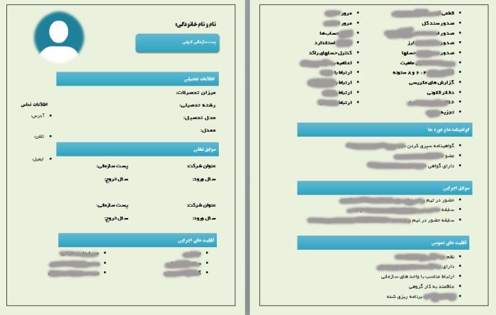 رزومه اختصاصی کارشناس حسابداری