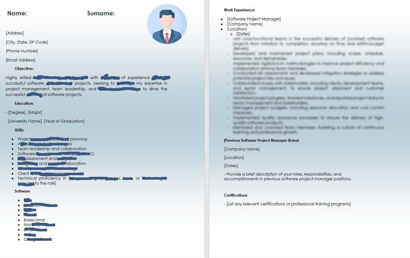 software project manaer _cv رزومه آماده مدیر پروژه نرم افزاری